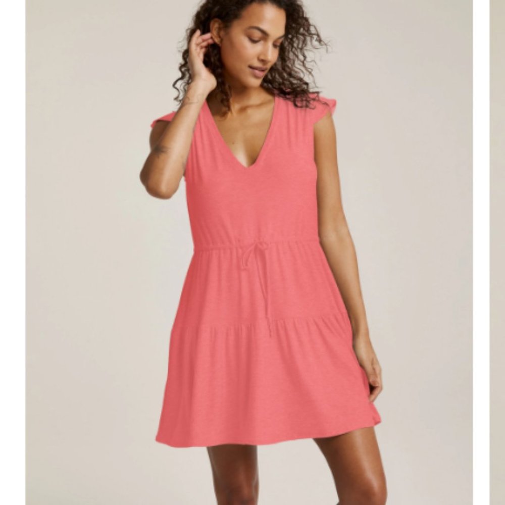 Beyond Yoga Coral Pink V-Neck Mini Dress